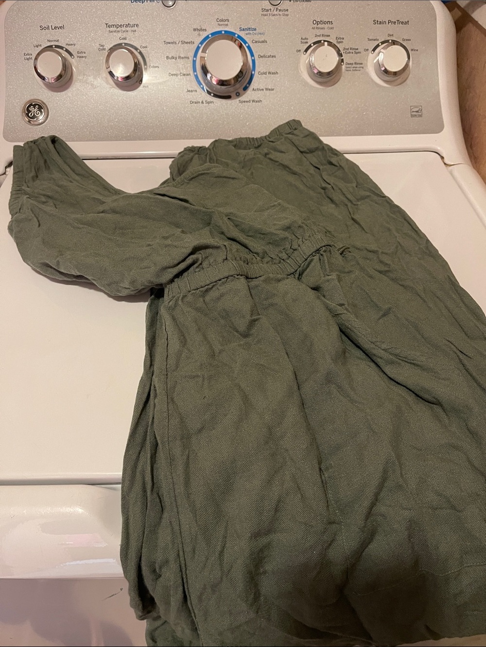 American Eagle Outfitters Olive Gauze Wide-Leg Jumpsuit